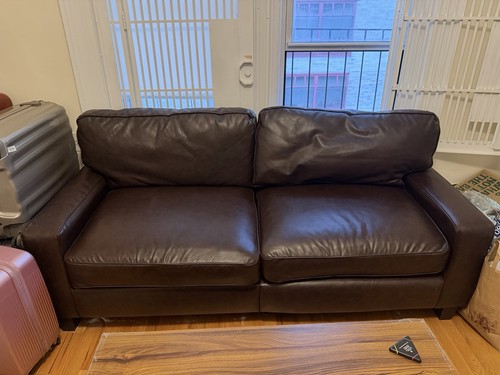 Brown leather sofa - leather,