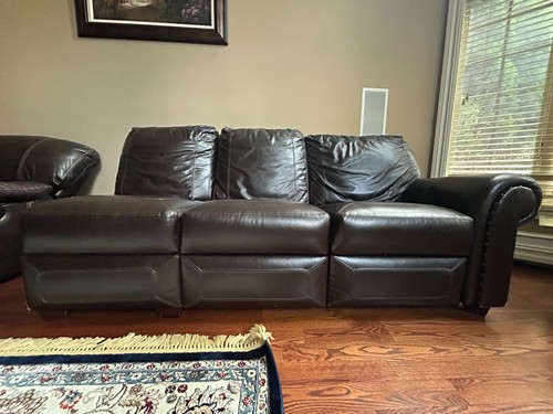Dark brown leather sofa - leather,