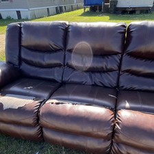 Brown Faux Leather 3-Seater