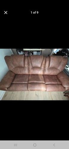 Brown leather reclier - brown, couch