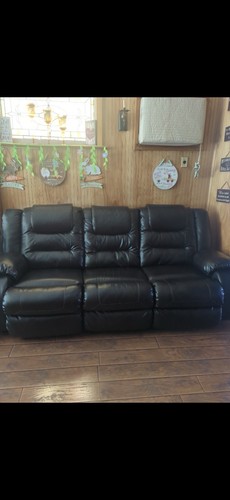 Black leather sofa comfortable - leather,
