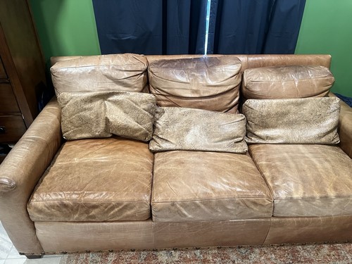Brown leather seater sofa - leather,