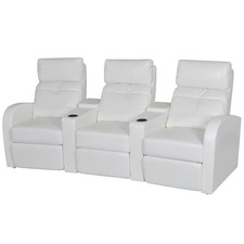 Recliner Sofa White Faux