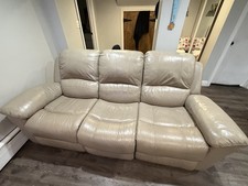Beige Leather 3-Seater