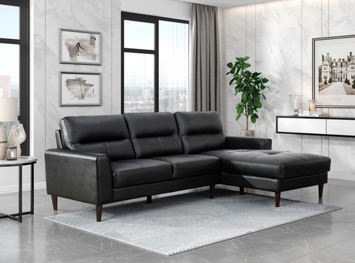 Sleek black top grain - sleek, leather